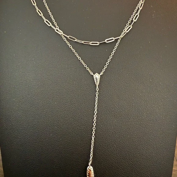 Kendra Scott Jaimee Silver-Tone Multi-Strand Paperclip Chain Y-Necklace - Picture 6 of 6